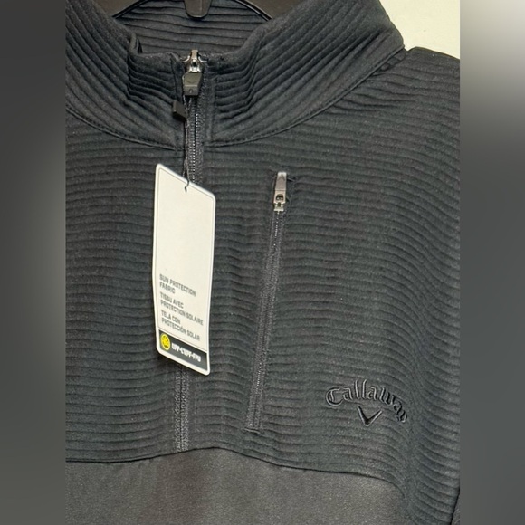 Callaway Opti Dri Black Golf UPF 50 1/4 Zip Pullover Sweatshirt MENS SIZE XL NWT - Picture 2 of 9